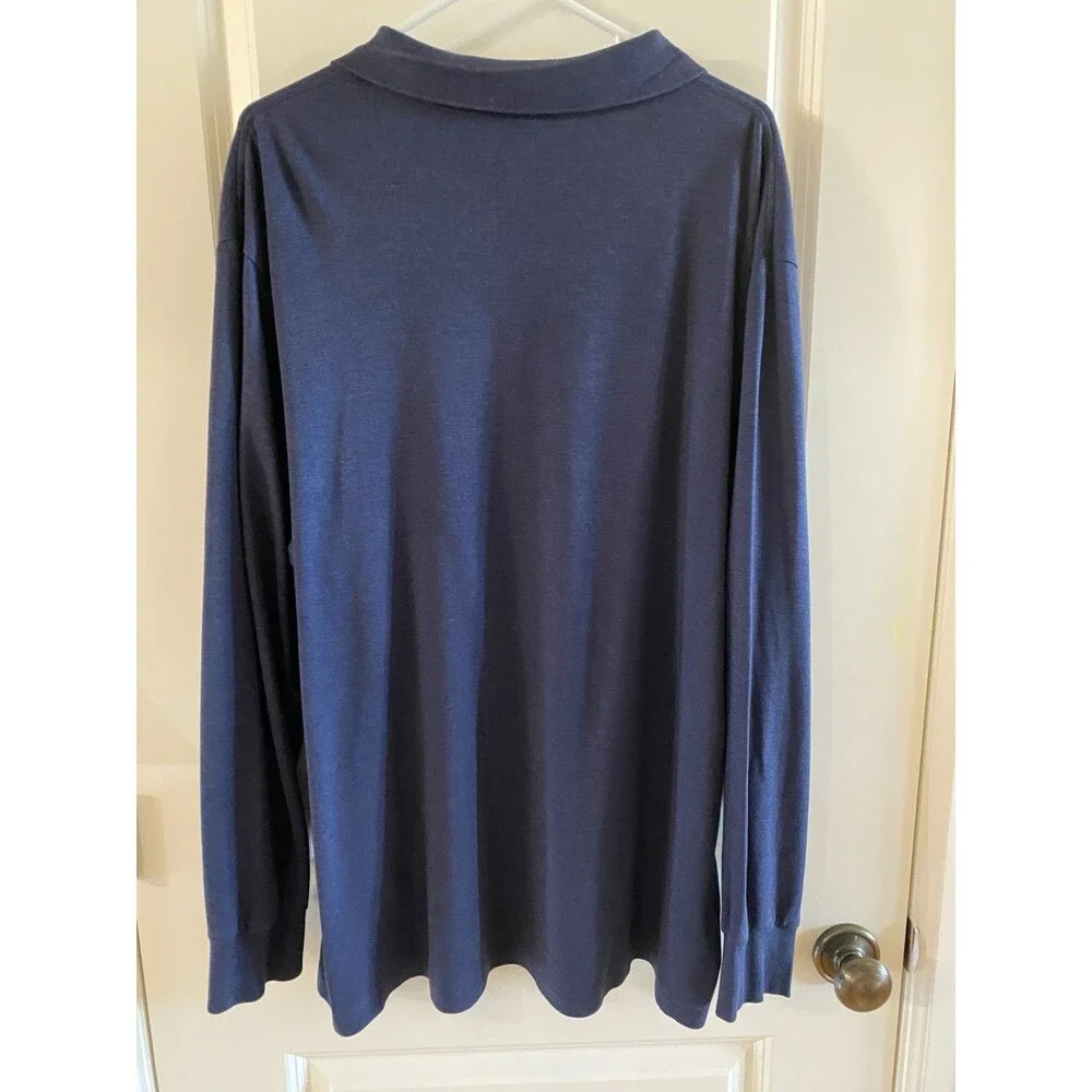 Polo Ralph Lauren Polo Shirt Mens XXL Blue Classic Fit Flesh‎ Pony Long Sleeve